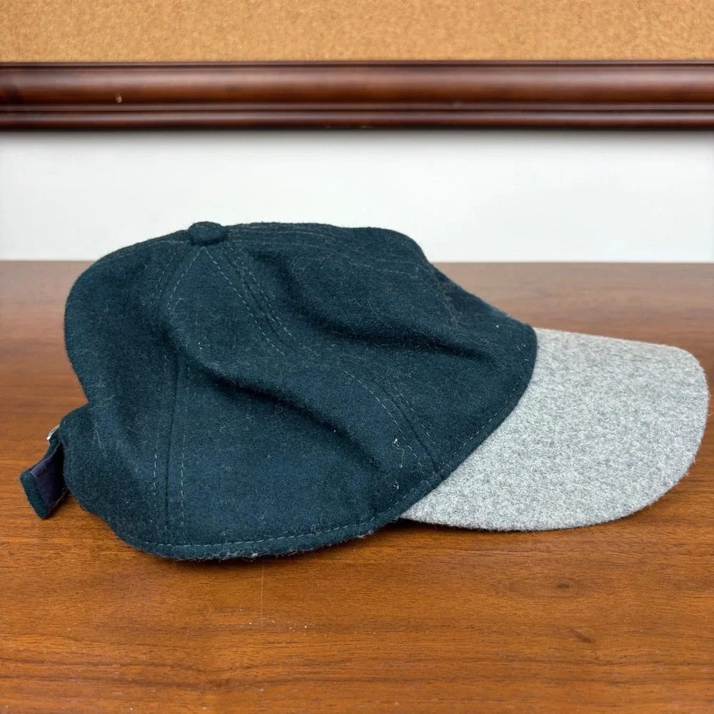 J Crew‎ Baseball Cap Mens One Size Two Tone Wool Blend Dark Green Grey Hat